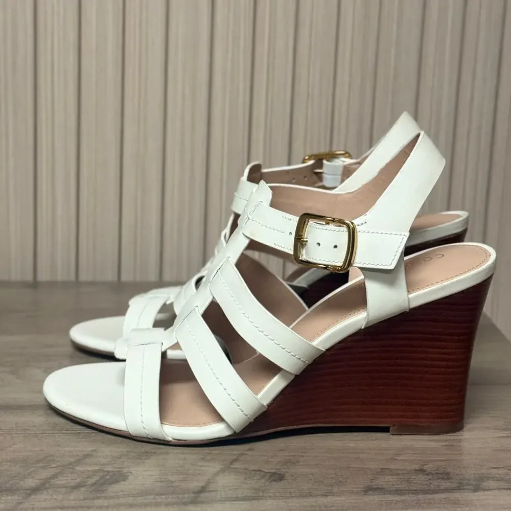 Cole Haan Women’s Josie Fisherman Wedge Sandals Ivory Size 7B